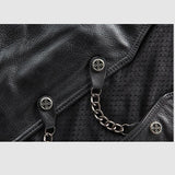4XL Men's Genuine Leather Vest *Metal Chain *Biker Vest *Motorcycle Sleeveless Jackets