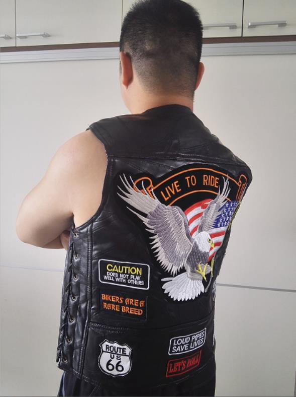 Men's Genuine Leather Motorcycle Vest