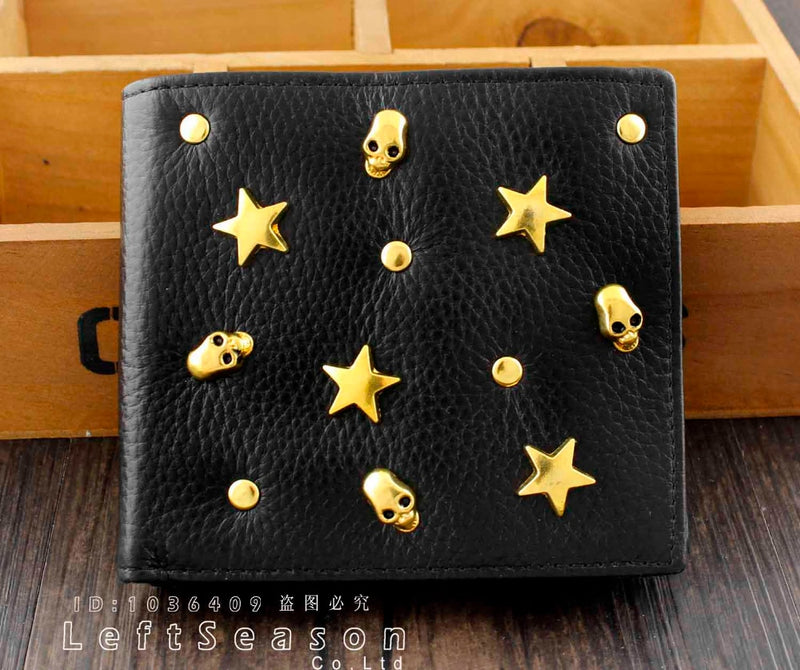 Mens Womens High Quality *Skull *Star 8Real Leather Wallet