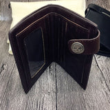Men's Skull Head Cross Black PU Leather Biker Zipper Wallet with Long Key Chain