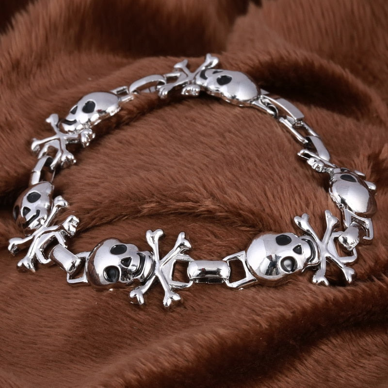 Stainless Steel Quality Bikie Skull Bracelet Set