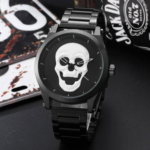 Luxury Skull Men Watches Steampunk  reloj hombre Engrave Stainless Steel Quartz Mens Creative Male Wrist Clock Relogio Masculino