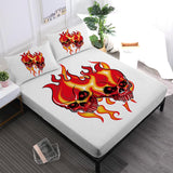Boho Colorful Skull Print Bed Sheets Tribal Skeleton Fitted Sheet Halloween Grim Reaper Bed Linens Pillowcase Home Decor D45