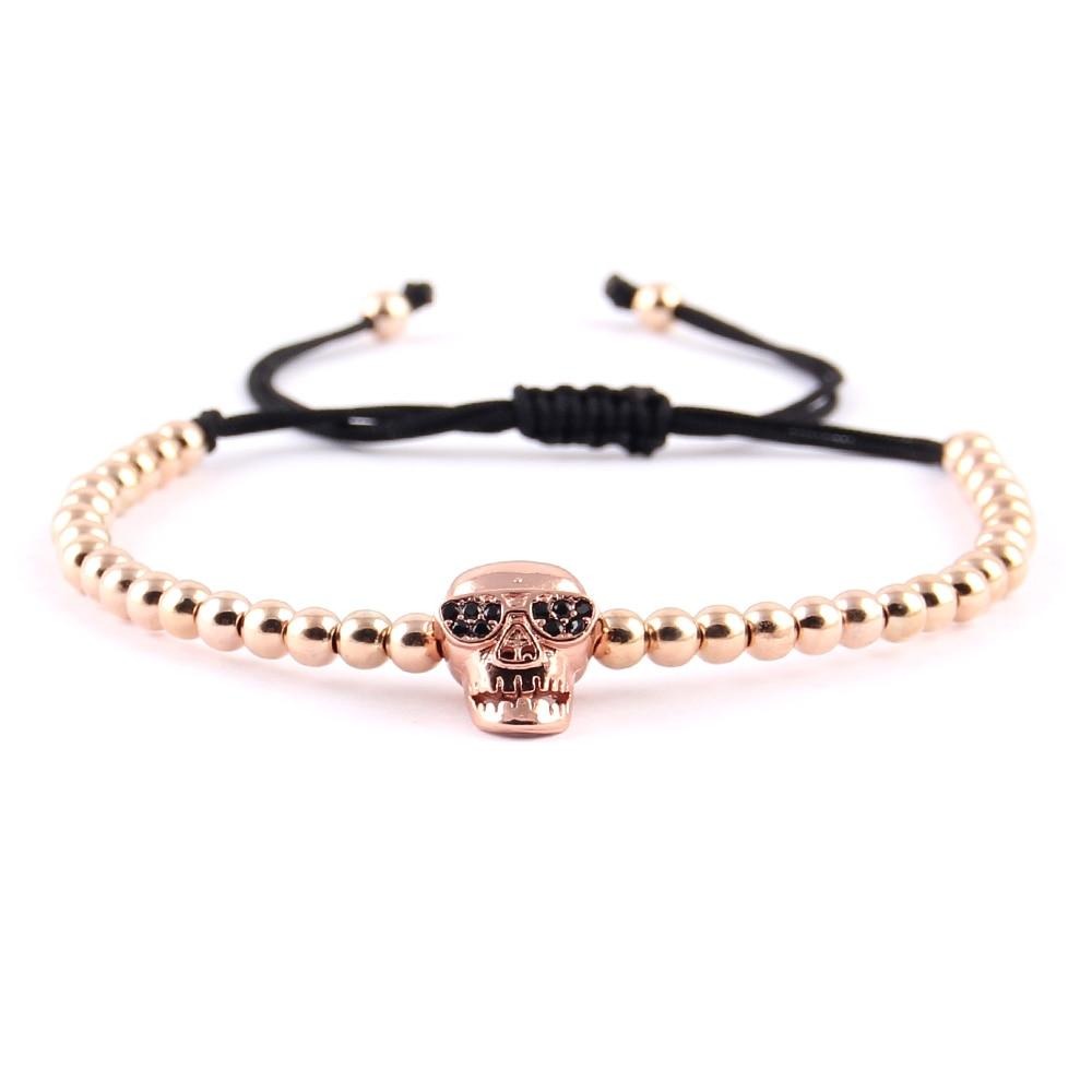 Skull Charm Bracelet Collection copper bead Braided men skeleton bracelets & bangles for women Jewelry