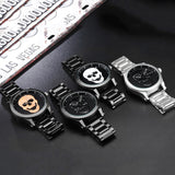 Luxury Skull Men Watches Steampunk  reloj hombre Engrave Stainless Steel Quartz Mens Creative Male Wrist Clock Relogio Masculino