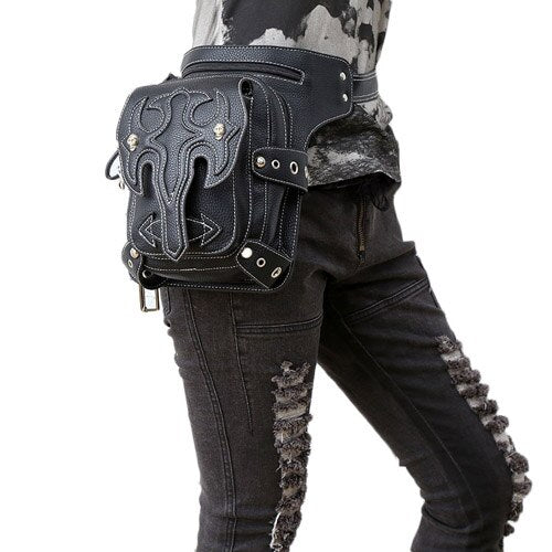 Gothic Leather Waist Pack / Drop Leg Belt Bag