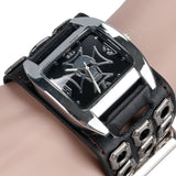 Gothic Leather Strap Skull Quartz Watch