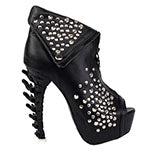 Peep Toe Studs & Skull Platform Ankle Boot