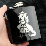 6 OZ Black *Skull Stainless Steel Hip Flask  *Custom Made