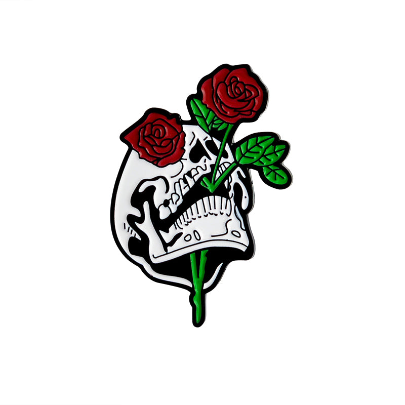 Gothic Skull Rose Flowers Japanese Warrior Pins