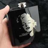 6 OZ Black *Skull Stainless Steel Hip Flask  *Custom Made