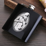 6 OZ Black *Skull Stainless Steel Hip Flask  *Custom Made