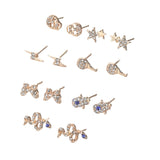 Women's Stud Skull Earrings - Set In Gold