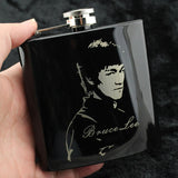 6 OZ Black *Skull Stainless Steel Hip Flask  *Custom Made
