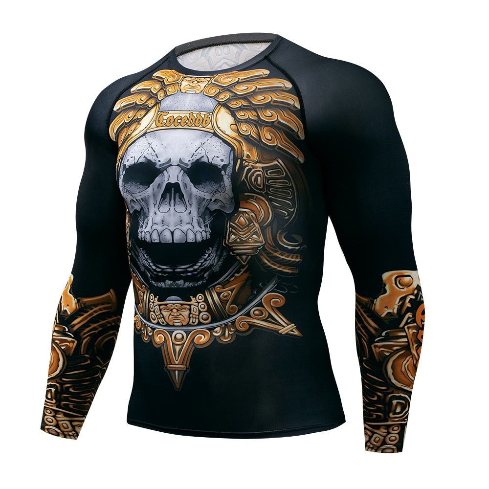 2020 Fitness Running Shirt *Rashguard Male  *Compression Long Sleeve  *Bodybuilding T Shirt *Skull 3D Print 3D T Shirt Top