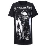 Gothic Black Cat T shirt Dress 2021
