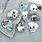 Gothic Skull Rose Flowers Japanese Warrior Pins