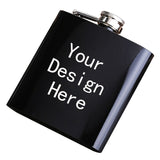 6 OZ Black *Skull Stainless Steel Hip Flask  *Custom Made