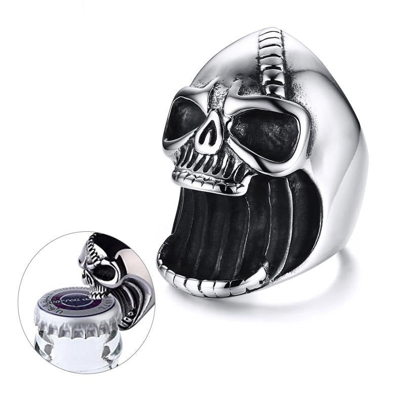 Vnox Multi Function Skull Ring for Men Bottle Opener Stainless Steel Skeleton Gothic Biker Punk Vintage Scar Jaw Male Alliance