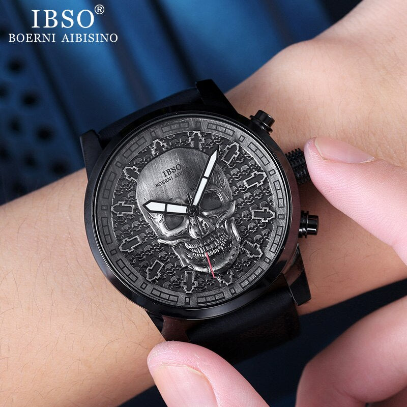 IBSO Brand Skull Quartz Watch for Men 2019 Creative Skullies Sport Quartz Hours Male Wristwatch Clocks Hiphop relogios masculino