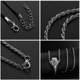 imixlot Stainless Steel Crow Skull Pendant Necklace Nordic Viking Odin Rune Leather Chain Necklace New Gothic Jewelry