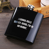 6 OZ Black *Skull Stainless Steel Hip Flask  *Custom Made