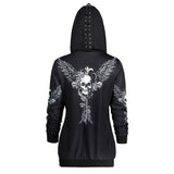 Gothic Winged Skull Hooded Women's Hoodies