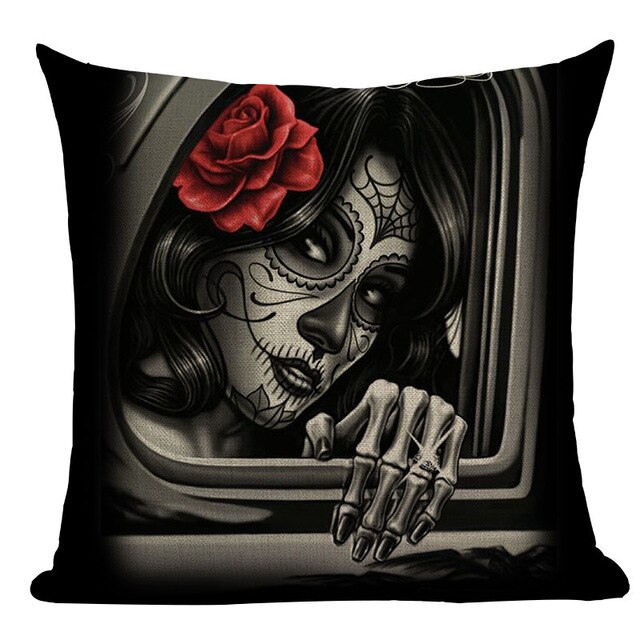 Skull Linen Cushion Cover  45x45