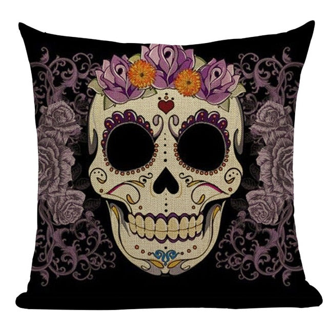 Skull Linen Cushion Cover  45x45