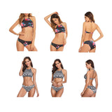 Bandage Halter-Neck Skull Print Bikini Set