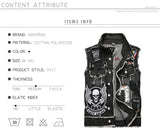Men's Black Denim Skull Vest