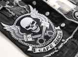 Men's Black Denim Skull Vest