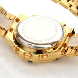 Men's Gold Skeleton Mechanical Watch Stainless Steel Metal Strap Waterproof Dual Display