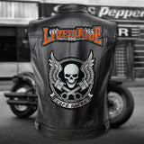Biker Skull  'Live to Ride'  PU Leather Vest