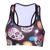 Sugar Skull Print Fitness Workout Seamless  Stretch Tank Top