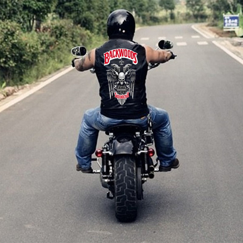 Biker Skull Backwoods PU Leather Vest
