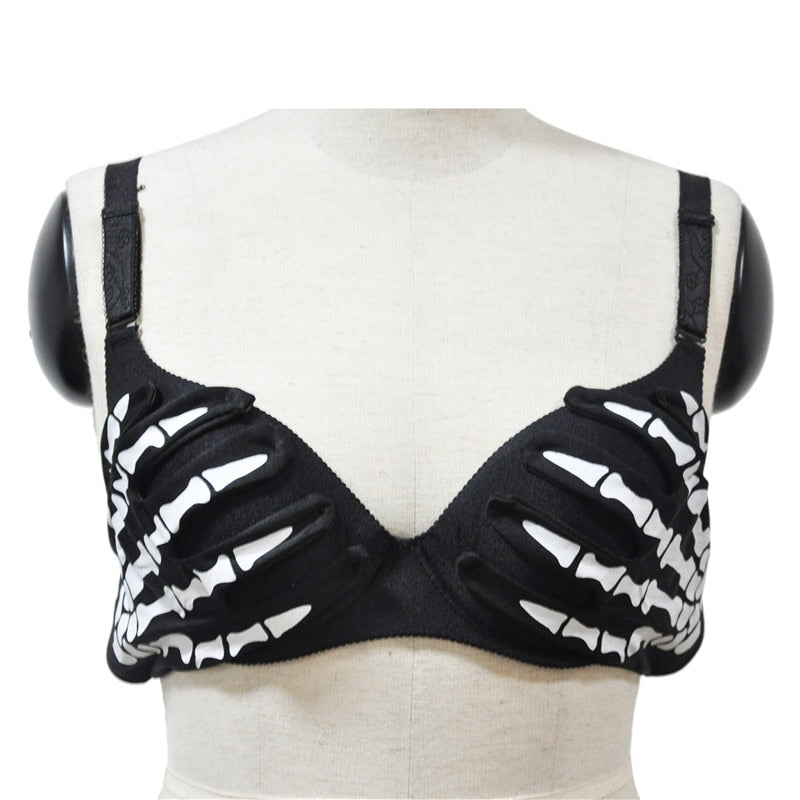 Gothic Black Skull Skeleton Hands Push Up Bra – Skulls Expo