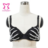 Gothic Black Skull Skeleton Hands Push Up Bra