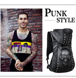 3D Skull Leather Backpack with Hood Cap