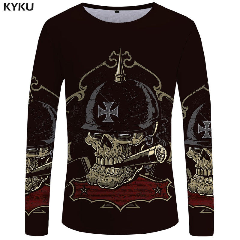 Military Skull  Streetwear Long Sleeve T-Shirt