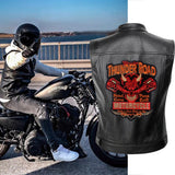 Thunder Road Skull PU Leather Vest