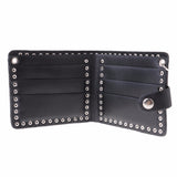 Skull Head Cross Black Leather Biker Hasp Wallet with Long Key Chain 48cm