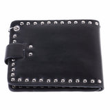Skull Head Cross Black Leather Biker Hasp Wallet with Long Key Chain 48cm