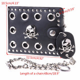 Skull Head Cross Black Leather Biker Hasp Wallet with Long Key Chain 48cm