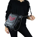 Gothic Steampunk Skull Leather Messenger Bag