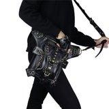 Gothic Steampunk Skull Leather Messenger Bag