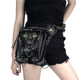 Gothic Steampunk Skull Leather Messenger Bag