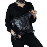 Gothic Steampunk Skull Leather Messenger Bag