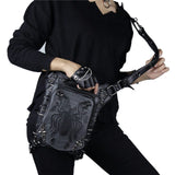 Gothic Steampunk Skull Leather Messenger Bag