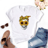 Bandana Skull Sunflower Print Women Tshirt